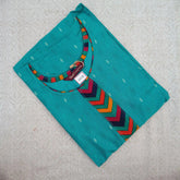 Women's U Neck Persian Green Printed Kurti with Side Pocket